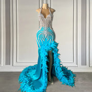 Exquisite Cyan Blue Mermaid Prom Gown 2024