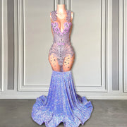 Luxury Lilac Crystal Mermaid Prom Dress 2024