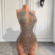 Luxury Short Prom Dresses Luxury Beaded Crystals Silver Cocktail Gowns For Party