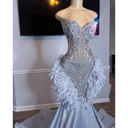 Silver Elegance: 2024 Sweetheart Prom Dress