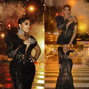 Sexy Black One-Shoulder Mermaid/Trumpet Floor-Length Evening Dresses