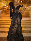 Sexy Black One-Shoulder Mermaid/Trumpet Floor-Length Evening Dresses