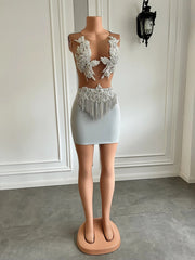 Dazzling Beaded Party Dress with Sheer Elements