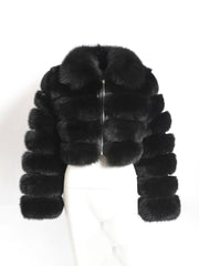 Elegant Zipper Down Ladies Faux Fur Winter Coats