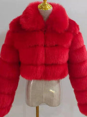 Elegant Zipper Down Ladies Faux Fur Winter Coats