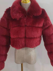 Elegant Zipper Down Ladies Faux Fur Winter Coats