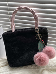 Fluffy Cherry Pendant Cute Shoulder Tote Bags