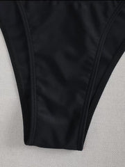 Irregular Black Halter Sexy Swimsuits Two Piece Sets