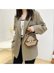 Stylish Chic Contrast Color Straw  Shoulder Bags