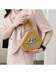 Stylish Chic Contrast Color Straw  Shoulder Bags