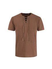 Men's Casual V-Neck Lace Up Top