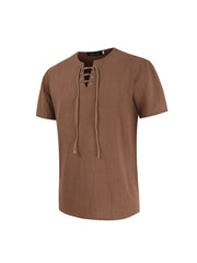 Men's Casual V-Neck Lace Up Top