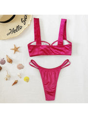 Sexy Velvet Pure Color 2 Piece Bikini Sets
