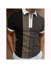Color Blocking Quarter-zip Summer Polo Shirts For Men