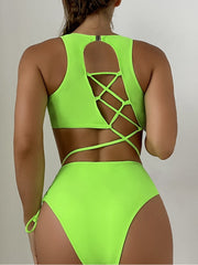 Sexy Summer Backless Two-Piece Swimsuit Set