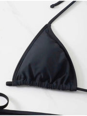 2022 Sexy Solid Tassels Three-Piece Bikini Set