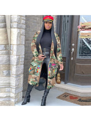 Camouflage  Patchwork Casual Fall Long Coats