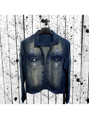 Skull  Graphic Blue Denim Jacket Coats For Men