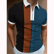 Color Blocking Quarter-zip Summer Polo Shirts For Men