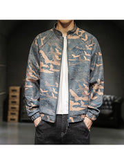 Chinese Style Trendy Embroidered Men's Suede Jacket