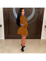 Patchwork Fall Matching 2 Piece Outfit Skirt Sets