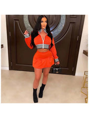 Patchwork Fall Matching 2 Piece Outfit Skirt Sets