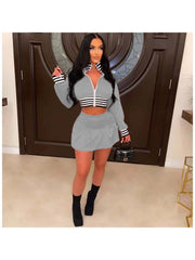 Patchwork Fall Matching 2 Piece Outfit Skirt Sets