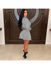 Patchwork Fall Matching 2 Piece Outfit Skirt Sets