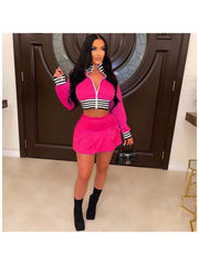 Patchwork Fall Matching 2 Piece Outfit Skirt Sets