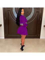 Patchwork Fall Matching 2 Piece Outfit Skirt Sets