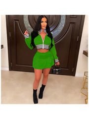 Patchwork Fall Matching 2 Piece Outfit Skirt Sets