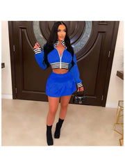 Patchwork Fall Matching 2 Piece Outfit Skirt Sets