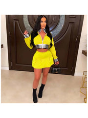 Patchwork Fall Matching 2 Piece Outfit Skirt Sets