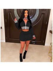Patchwork Fall Matching 2 Piece Outfit Skirt Sets