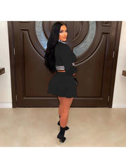 Patchwork Fall Matching 2 Piece Outfit Skirt Sets