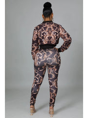 Fashion Skinny Printing Women's Trouser Two-pieces Sets