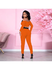 Sexy Crop Top And Skinny Trouser Sets