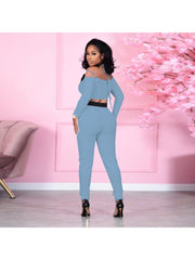 Sexy Crop Top And Skinny Trouser Sets