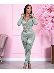 Fashion Skiiny Top And Long Trouser Two-Piece Set