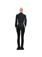 Casual Zipper Top And Long Trouser Women's Sets
