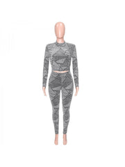 Fashion Printing Trouser Two Pieces For Women