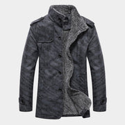 Pure Color Fur Leather Long Sleeve Men's Jacket