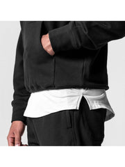 Solid Loose Pocket Hooded Tops For Men