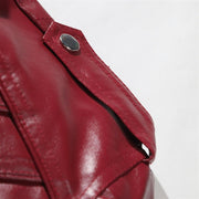 Fashion PU Leather Pure Color Men's Jacket