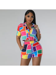 Leisure Printed Summer 2 Piece Blouse And Short Sets
