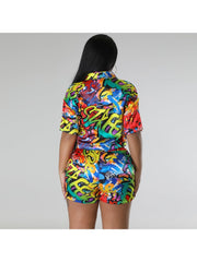 Leisure Printed Summer 2 Piece Blouse And Short Sets