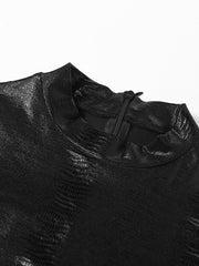Skinny Faux Leather Black Sleeveless Jumpsuit