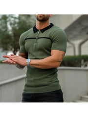 Sports Contrast Color Short Sleeve Men Polo Shirts