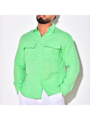 Casual Simple Pure Color Pocket Men's Shirts