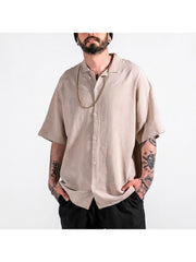 Summer Casual Pure Color Short Sleeve Men's Shirts